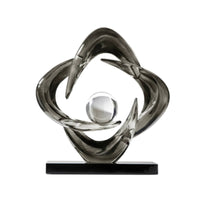 Decorative Transparent Sphere Sculpture Four-Loop Loop Ornament Geometric Design Dark Foundation Display Ornament