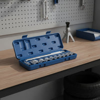 10 Pieces Ratchet Socket Tool Set with Case Chrome-Finished Socket Wrench Set Textured Gripping Tools for Cyclists, Mechanics, Roadside Repair