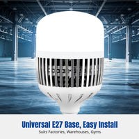 LED Bulb, E27 Base, High Power, Energy Saving, Ultra Bright, Indoor Lighting for Workshop, Factory