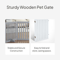 Foldable Wooden Pet Gate, Adjustable Indoor Dog Barrier