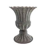 Vintage Metal Vase with Scalloped Rim Tabletop Vase with Pedestal Base Elegant Flower Holder Versatile for Wedding Planners, Florists, Table Decoration, Banquets