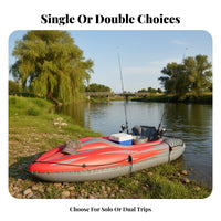 Wear-Resistant 2-Person Fishing Kayak Heavy-Duty Single Person Watercraft Stable Design Inflatable Boat High Capacity for Outdoor Enthusiasts, Families, Lakes, Rivers, River, Camping