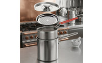 Compact Deep Fryer Pot with Basket and Strainer Easy to Clean Deep Fryer with Lid Portable Cookware for Home Cooks