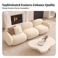 French-Inspired Design Puffy 3-Seater Sofa Minimalist Design Upholstered 3-Seater Settee Luxurious Comfort Couch High-Resilience Cushion for Interior Designers, Apartment Dwellers, Reception Area, Beauty Salon, Family Gatherings, Movie Nights