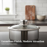 Heat-Resistant Glass Pot Lid Thickened Stainless Steel Rim Glass Lid See-Through Design Stainless Steel Skillet Cover for Chefs, Adults, Kitchen