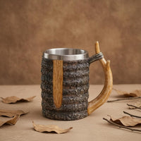 Metal-Lined Tree Branch Mug Textured Branch Handle Mug Wood-Grain