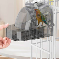 Bird Bath with Bottom Drawer Transparent Bird Bath with Drawer Pet Supply Clear Covered for Small Birds