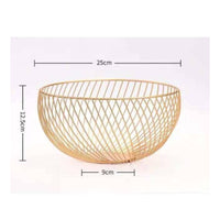 Nordic Design Metal Wire Fruit Basket Multi-Purpose Wrought Iron Snack Dish Easy to Clean Decorative Centerpiece Bowl Hollow Design for Living Room, Desktop, Dining Table, Kitchen Counter