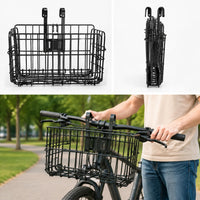 Universal Foldable Bicycle Basket with Hooks for Front or Rear Mount, Large Capacity Mountain Bike Basket