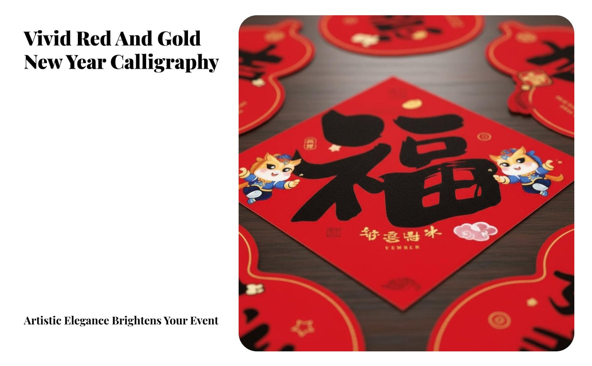 Year of the Horse Spring Festival Couplets Set, Fortune Character Stickers, New Year Decoration Kit