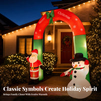 Red and Green Santa Snowman Arch Snowflake Print Inflatable Christmas Arch Festive Outdoor Christmas Decoration Stable Support