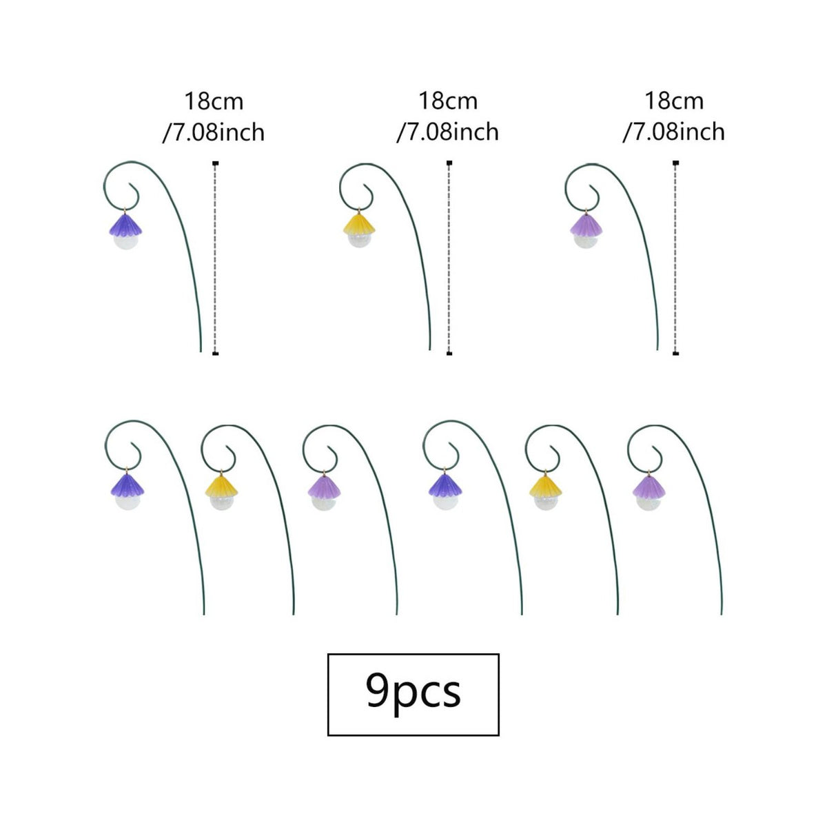 9 Pieces Lantern Flower Planter Pick Creative Design Fan Shaped Hanging Ornament