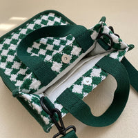 Travel Bag and Shoulder Bag for Summer Holiday, Argyle Check Canvas Bucket Bag, Crossbody Bags for Women and Men, Small Phone Bags for Women
