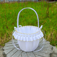 Flower Girl Basket Gold Trim Wedding Petal Basket Handmade for Dance