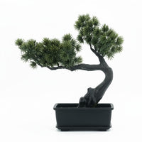 Fake Conifer Bonsai Low Maintenance Fake Conifer Tree Plant Realistic Japanese Decorative Style for Shelf