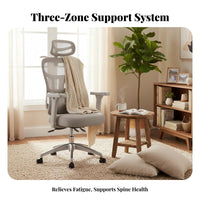 Lumbar Support Ergonomic High-Back Mesh Chair Adjustable Armrests Ergonomic Mesh Chair with Headrest 360-Degree Swivel Office Furniture Reclining Function for Remote Workers, Gamers, Students, Gaming Setup, Study Room