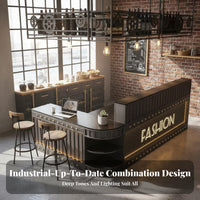 Industrial Design Ier Counter Solid Wood Panel Industrial Design Front Counter Sturdy and Hard-Wearing Modern Front Desk for Receptionists, Salon