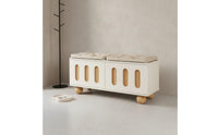 Cream Design Entryway Shoe Changing Stool Multi-Functional Shoe Storage Bench High Load Capacity Upholstered Storage Ottoman Ventilated Design for Small Apartment Dwellers, Hallway, Bedroom