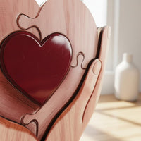 Wooden Heart Puzzle Ornament Acrylic Inlay Heart Puzzle Statue Gift House Decoration for Tabletop