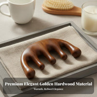 Branch-Like Shaped Acupressure Comb Unpainted & Unwaxed Wooden Massage Comb 5 Prong Head Massager Ergonomic Design for Travel