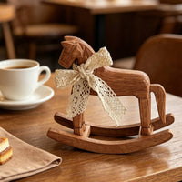 Rocking Horse Figurine Decorative Wooden Rocking Horse Rustic Table Decoration for Infants, Photo Photography