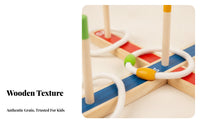 Rope Rings Peg Hoop Game Colored Strips Wooden Hoop Toss Board for Children