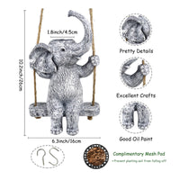 Resin Elephant Planter Gray and White Swing Seat Planter Easy to Hang Outdoor Decoration