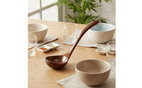 Wooden Soup Ladle Deep Bowl Soup Ladle with Long Handle Wooden Serving Spoon Natural Wood Utensil Heat-Resistant for Home Cooks