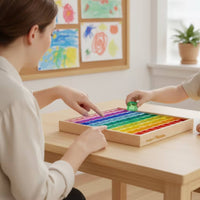 Acrylic Block Play Board Geometric Wooden Board with Acrylic Blocks Stackable Sensory Blocks for Playroom, Classroom