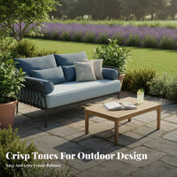 3 Pieces Nordic Design 3-Piece Woven Seating Group Weatherproof Outdoor Furniture Long-Lasting Frame Patio Set Thick Cushions Included for Couples, Apartment Dwellers, Homeowners, Garden, Backyard, Balcony, Porch