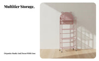 Movable with casters animalchildrened Rolling Rack Space Saving Mobile book rack Multi-Functional Household Storage Easy to Assemble for Children, Students, Office Workers, Living Room, Bedroom, Study, Classroom
