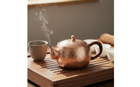 500 Ml Handmade Pure Copper Tea Pot Smooth Pouring Spout Traditional Tea Ceremony Pot Heat-Resistant Handle Hammered Copper Teapot for Home