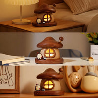 Warm Glow Fungus House Night Light Cozy Fungus Night Light Gentle Bedside Lamp with Touch Control Small for Bedroom