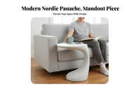 Nordic Design Bedside Table Modern Aesthetic Bean-Shaped End Table Minimalist aesthetic Nightstand Irregular Shape for Apartment Dwellers, Homeowners, Students, Living Room, Bedroom, Small Spaces, Entryway