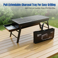 Charcoal Grill, Portable Folding BBQ, Stainless Steel, Detachable, for Patio, Camping, Complete Set