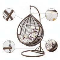 Hanging Basket Chair Freestanding Swing Chair with Stand Woven Furniture for Adults, Readers, Balcony, Living Room, Bedroom