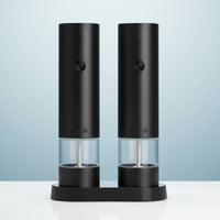 2 Pieces Ceramic Grinding Core Rechargeable Pepper Grinder with Stand Single-Press Operation USB Charging Pepper Mill Adjustable Coarseness Rechargeable Seasoning Mill Built-in LED Light for BBQ, Dining Table