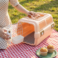 Handheld Pet Carrier with Upper Opening, Hard-Sided PP Material Cat Carrier, Transport Pet Carrier for Car