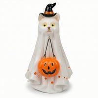 Indoor Ghost Figurine with Witch Hat Playful Ghost with Witch Hat Home Halloween Table Statue Desk for Classroom