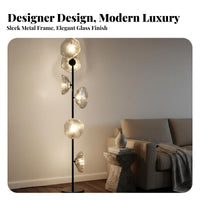 Designer Design Artistic Glass Floor Lamp Minimalist Design Persimmon Glass Floor Lamp Sturdy Metal Base Indoor Lighting for Interior Designers, Professionals, Living Room, Bedroom, Villa, Office