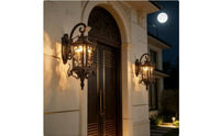 Garden Wall Lantern Ornate Design Exterior Wall Sconce Vintage Style Porch Lantern Light for Balcony, Patio