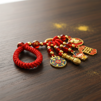 Chinese Style Enamel Peanut Gourd Keychain Pendant for Couples, Ancient Gold Sand Copper