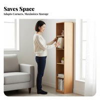 hardwood Wood Construction Tall Narrow Shelving Unit Space-Saving Design Tall Narrow Shelving Tower adaptable Placement shelving unit Minimalist aesthetic for Book Lovers, Collectors, Apartment Dwellers, Home Office, Bedroom, Small Spaces, Hallmethod
