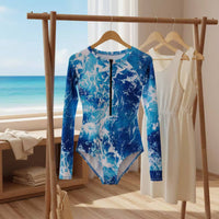 Zip Front Sun Shirt Close-Fitting Sun Protection Swimsuit Front Zip Sun Shirt Breathable Printed Surfing Bodysuit Excellent