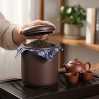 Yixing Zisha Clay Tea Caddy for Puerh Tea Storage, Large Handmade Chinese Style Tea Jar