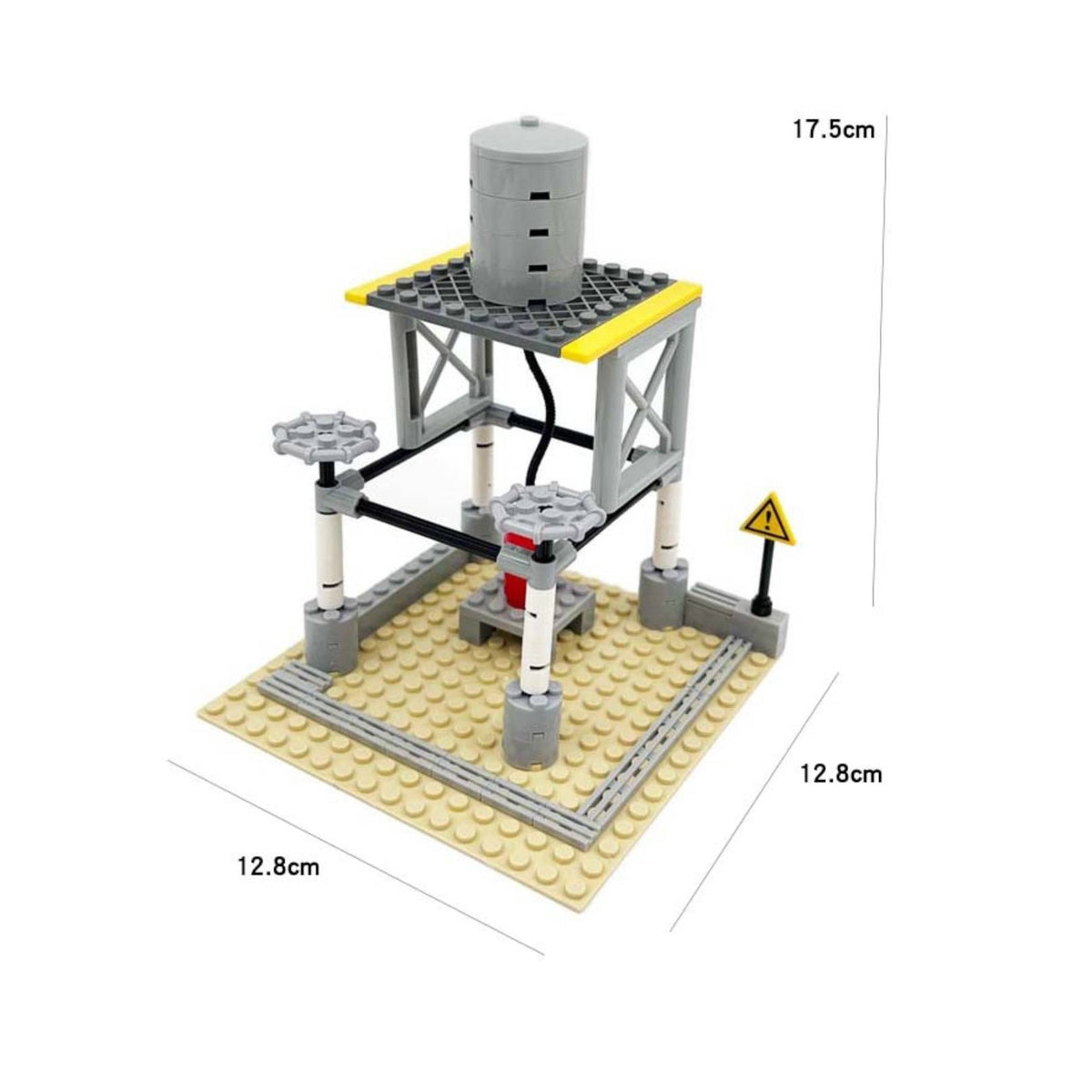Tan Baseplate Fuel Loading Scene Cylindrical Tank Brick-Built Fuel Scene Gray Platform