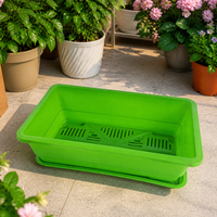 Rectangular Planter, For Home Vegetable Gardens, Flower Pot, Large, Plastic, Drainage Holes, With Saucer