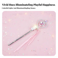2 Pieces Rhinestsingle Accents Light-up Princess Accessory Set Shimmering Design Light-up Tiara and Wand Set Heart-Shaped Jewels Costume Prop for Girls, Childs, Toddlers, Birthday Party, Parties, Cosplay, Halloween