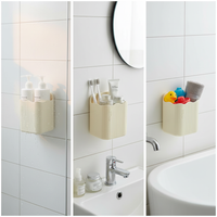 Wall-Mounted Toothbrush Toothpaste Comb Holder with Storage Box, No-Drill Bathroom Organizer