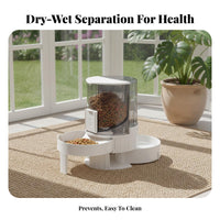 Automatic Pet Feeder and Water Dispenser Hydrated & Dehydrated Separation 2 in 1 Pet Feeding Station Easy to Clean 2 in 1 Feeder and Waterer for Cats
